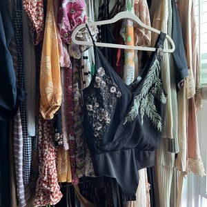 Zara Black Beaded Bodysuit